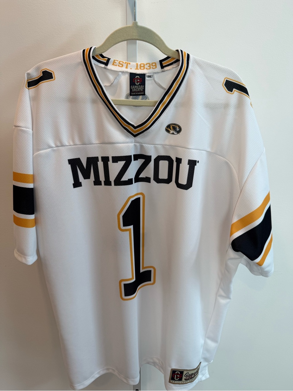 Game Day Mizzou White Tigers #1 Fan Jersey Classics Football Men Size 2XL